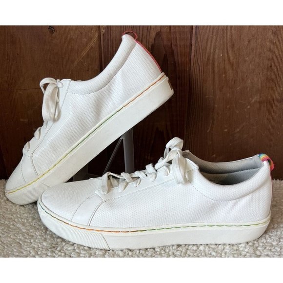 Dr. Scholl's No Bad Vibes Pride Lace Up Low Top Sneakers White Size 11 M - Picture 1 of 7
